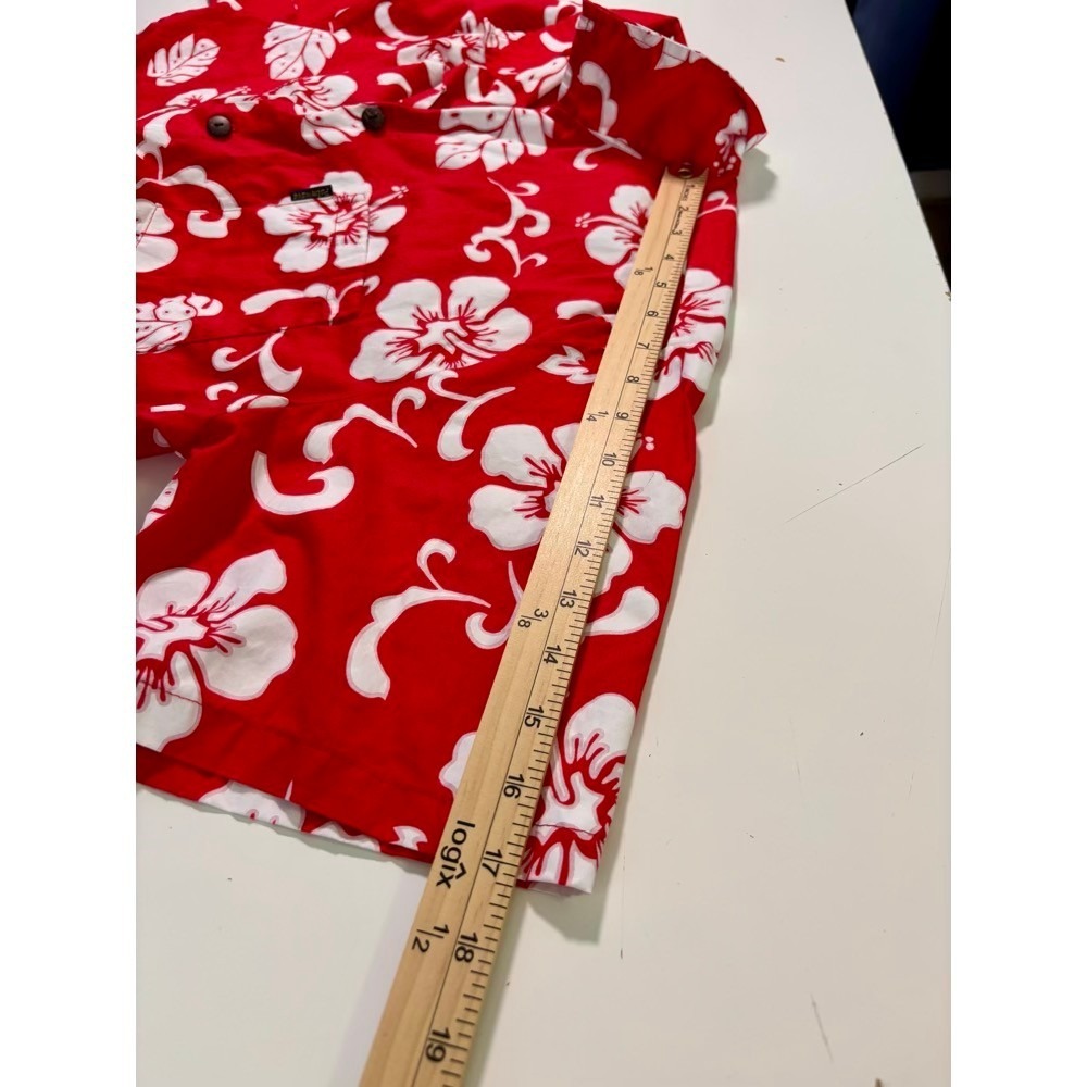 Palmwave Hawaii Shirt Mens XXL Red White Hibiscus Floral Resortware Vacation - Picture 9 of 11